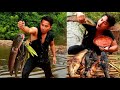 Survival in the rainforest -Today man catch fish &amp; cooking    - Eating delicious