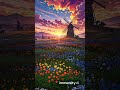 🌅 Sunset Meadow in Anime Style | Relaxing &amp; Vibrant Ambience | Time-Lapse Art #sereneescape