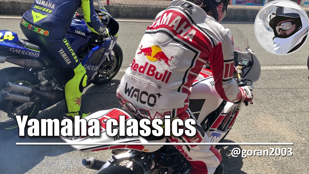 Yamaha classic racing armada waiting for start - bluish smoke and good vibes