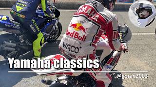 Yamaha classic racing armada waiting for start - bluish smoke and good vibes