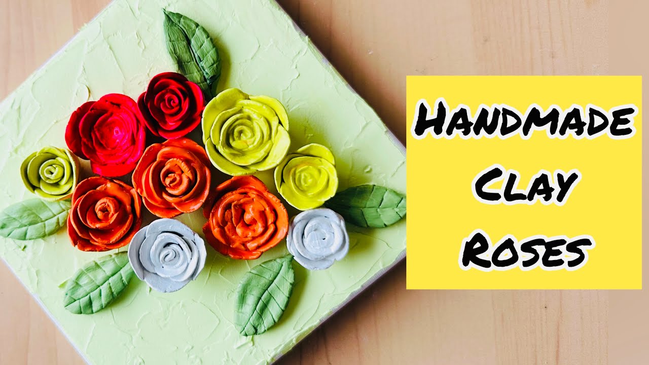 Handmade Clay Roses on Canvas | Satisfying Floral Art | 3D Wall Art DIY