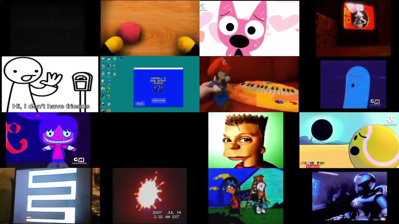 16 creepypasta videos upcoming jumpscares at once.