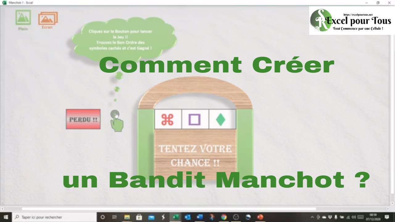 EXCEL VBA GRATUIT : Comment créer le Jeu du Bandit Manchot