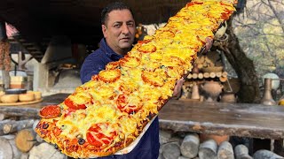 Turned a 2 Meters of Dough into The Most Epic Cheesy Pizza you will Ever Eat!