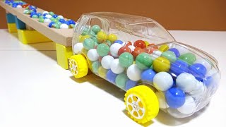 Marble Run Race ASMR HABA Slope, Wooden Track , Colorful Balls, Dump Truck, Garbage Truck
