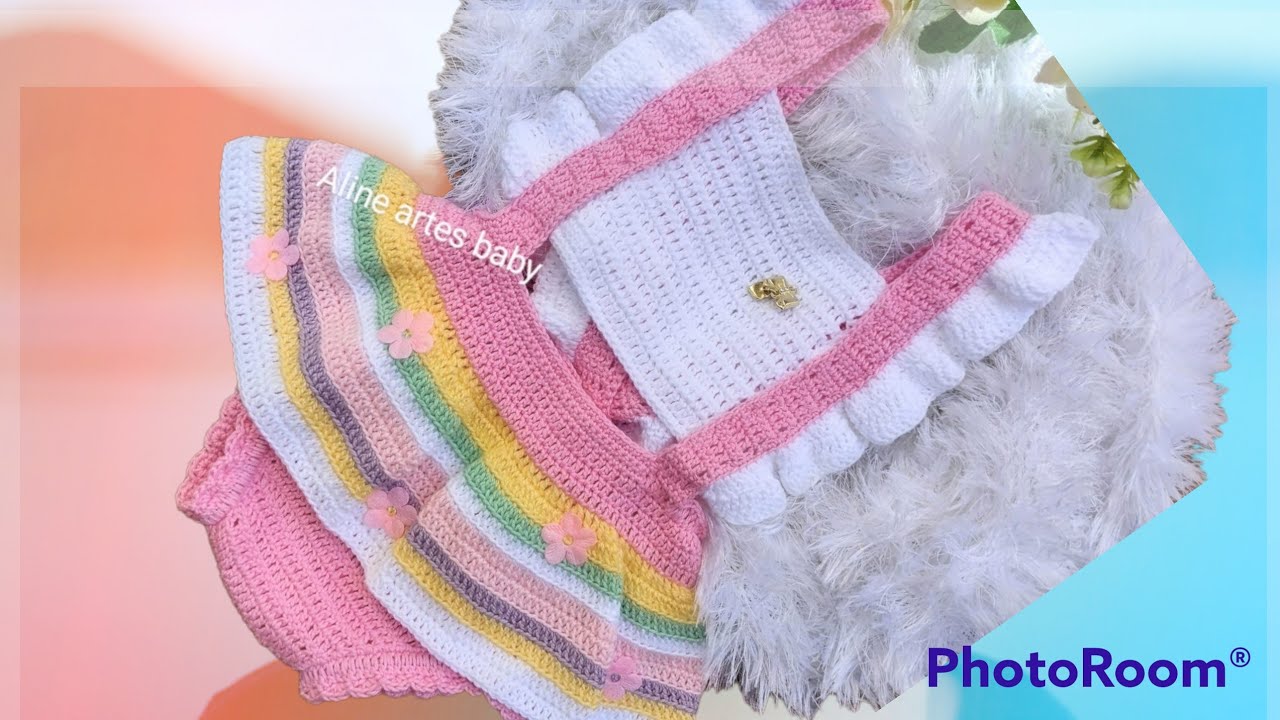 Romper de crochê para bebê 0 a 5 meses