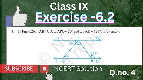If AB || CD, ∠ APQ = 50° and ∠ PRD = 127°, find x and y|| Ex- 6.2|| Class IX|| NCERT|| CBSE
