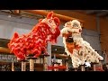 Twin lion dance on high poles