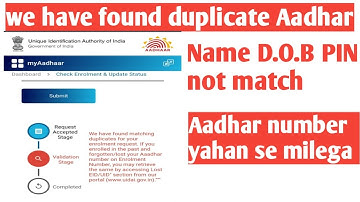 We have found matching duplicates for your enrollment request Aadhar number Yahan Milega Hindi Urdu