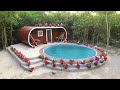 Two men built a mud house and a beautiful swimming pool to live in the forest