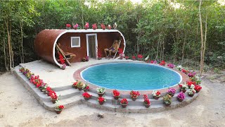 Two men built a mud house and a beautiful swimming pool to live in the forest.