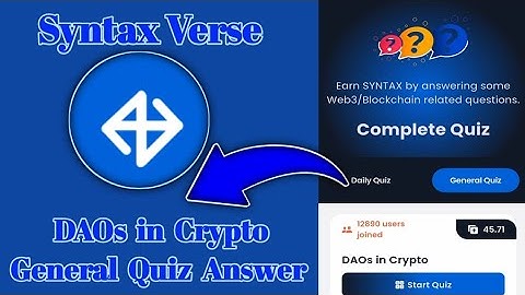 Syntax Verse General today quiz answer|DAOs in Crypto Quiz Answer