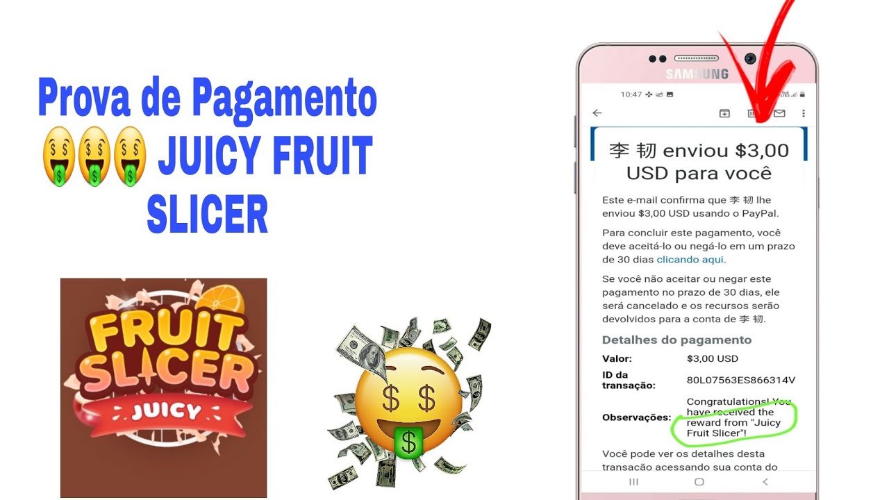 Novo App Juicy Fruit Slicer: Jogo paga via PayPal de $3 a $30 dólares