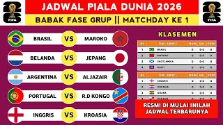 Jadwal Piala Dunia 2026 Match Ke 1 - Klasemen Piala Dunia 2026