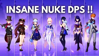 7 INSANE Nuke DPS !! DMG SHOWCASE !! [ Genshin Impact ]