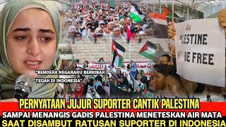 Download Lagu SAMPAI MENETESKAN AIR MATA, GADIS CANTIK PALESTINA TERHARU DISAMBUT RATUSAN SUPORTER INDONESIA MP3