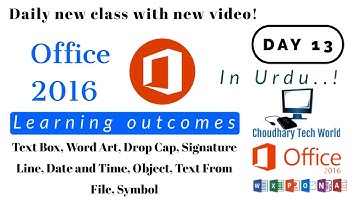 Microsoft office 2016/ MS word lecture 13/Insert Tab,wordart,drop cap,signature line,object in hindi