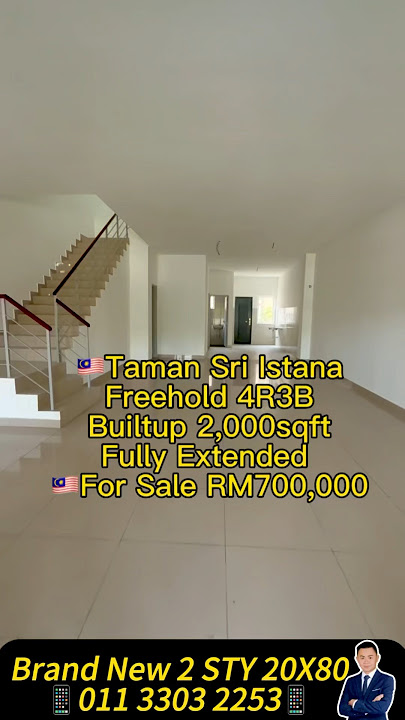 🇲🇾Taman Sri Istana, Brand New 2 Sty 20X80, 4B3B, Fully Extended Builtup 2,000sqft, for Sale RM700k