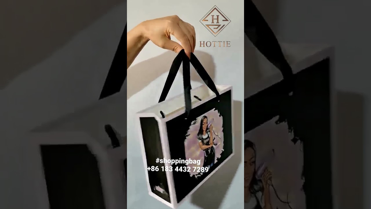 Custom logo luxury gift bags paper wig shopping bags for hair extensions +86 183 4432 7289