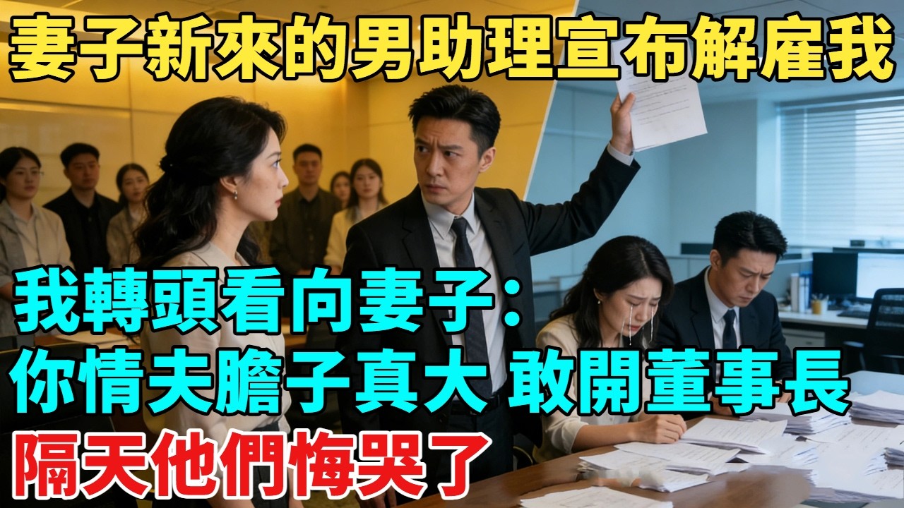 妻子新來的男助理當衆宣布解雇我，我轉頭看向妻子：妳情夫膽子真大，敢開除董事長？隔天他們悔哭了#講故事#故事頻道#幸福生活#情感#情感故事#幸福人生#小說
