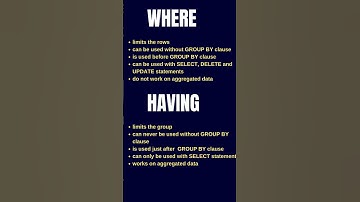 DIFFERENCE BETWEEN WHERE AND HAVING CLAUSE #shorts #sql#education
