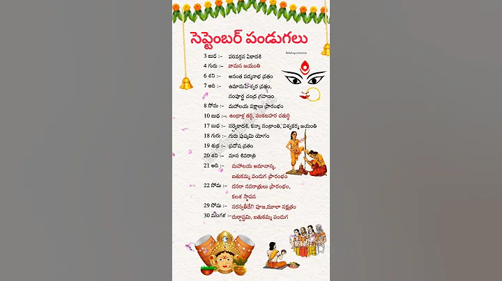 సెప్టెంబర్ లో ముఖ్యమైన పండుగలు #september2025 #calendar #devotional  #eekshupuristories #shorts