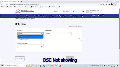 DSC not showing on Income tax