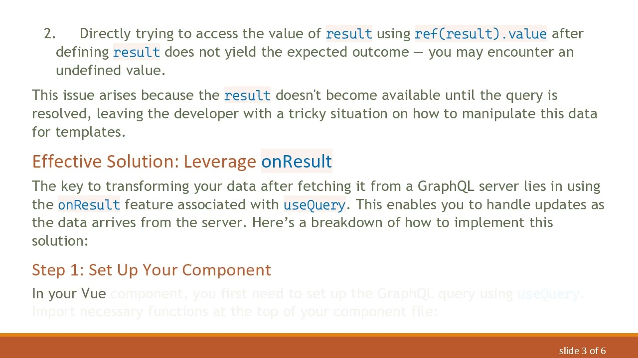 How to Transform Data from GraphQL Server using Vue Composition API