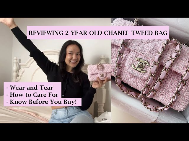 Authentic Chanel Small Flap Shoulder Bag I Cream Grey Pink Tweed I Excellent