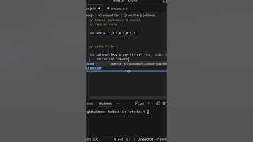 Remove duplicate element from an array using filter #codinginterviews #js #javascripttutorial