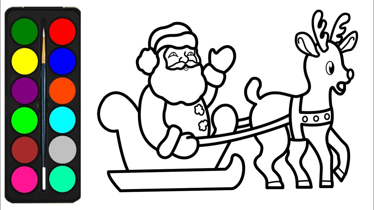 🎅🎆🎅 - Santa Claus With Sleigh Coloring Pages for Kids - Drawings of