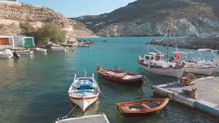 Mandrakia small fishing village walk in Milos island, Greece
