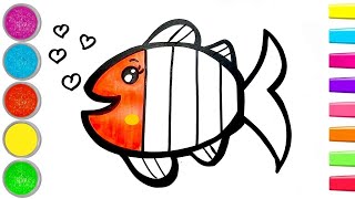 무지개 물고기 그리는 법 🐠🌈 ✨| 물고기 그리기 및 색칠 | 단계별 | 쉬운 아크릴 페인팅