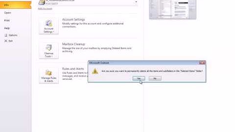How to empty deleted items folder in Outlook 2010