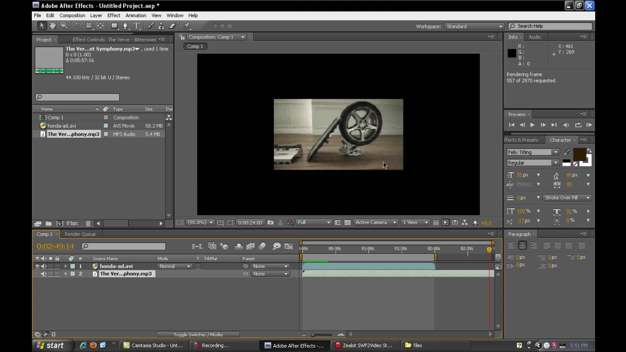 merging swf file with mp3 then convert to FLV