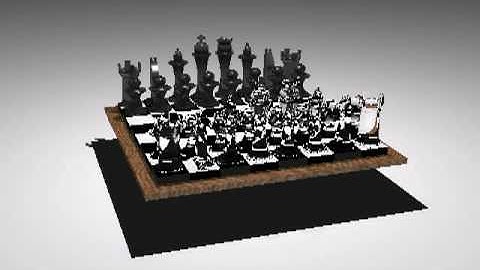 POV-Ray Glass Chess - Panoramic Overview