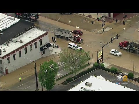 Water Main Break Causing Flooding, Street Closures In Elgin Near Chicago Street