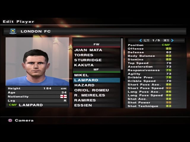 PES 2013 - Chelsea - Stats - PS2 