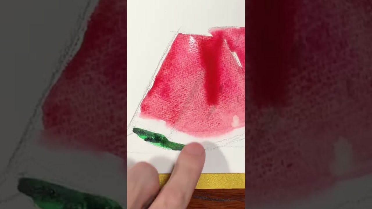Easy watercolor painting] #Shorts How to draw a watermelon
