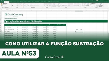 Como SUBTRAIR no EXCEL - Função Subtração - Curso Excel