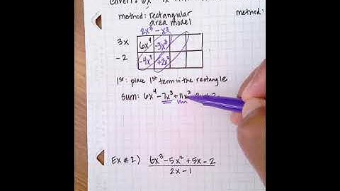 Math Notes: Polynomial Division using both an area model and long division