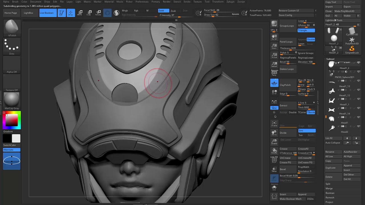 live boolean zbrush 4r7