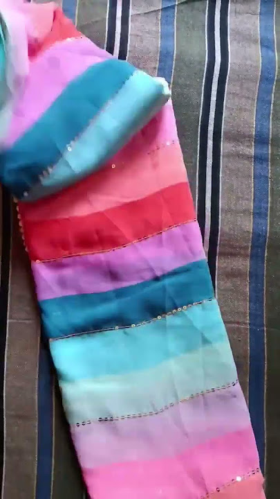 Meesho Multicolor saree🎂|| Rainbow saree🌈|| georgette saree || most tranding saree💯  #stylewithkaju