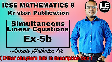 ICSE mathematics class 9 Ex-5b | Simultaneous linear equations | kriston publication solution