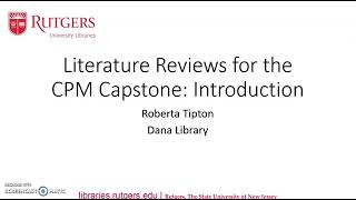 Literature Reviews For the CPM Capstone: Introduction