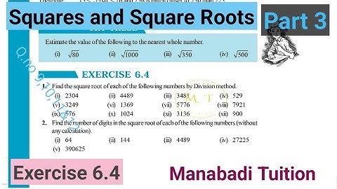 8th class maths|Chapter 6|Squares and Square roots|Exercise 6.4|Q. no 9,10,11&12 |part 3|