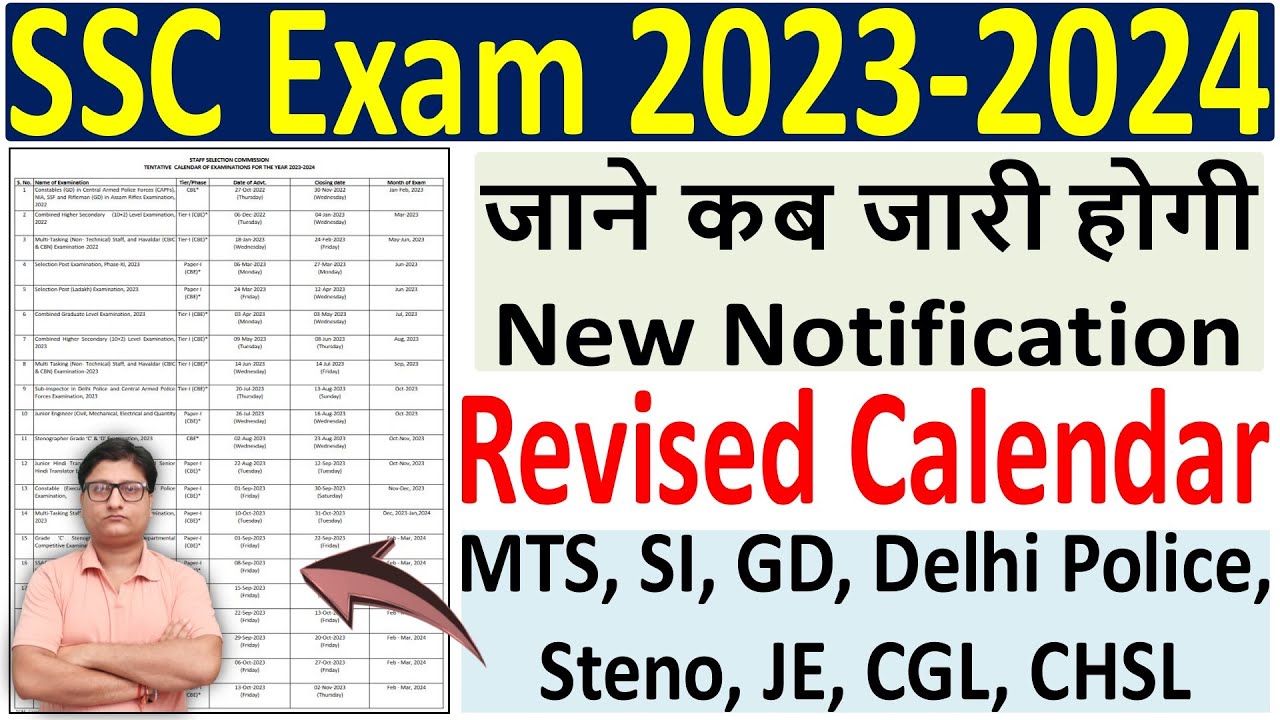 SSC Exam Calendar 20232024 Out ¦¦ SSC New Exam Calendar 2023 for MTS