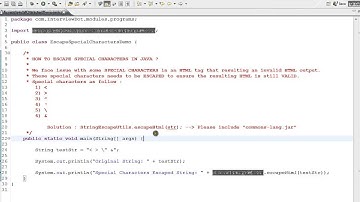 HOW TO ESCAPE SPECIAL CHARACTERS JAVA DEMO
