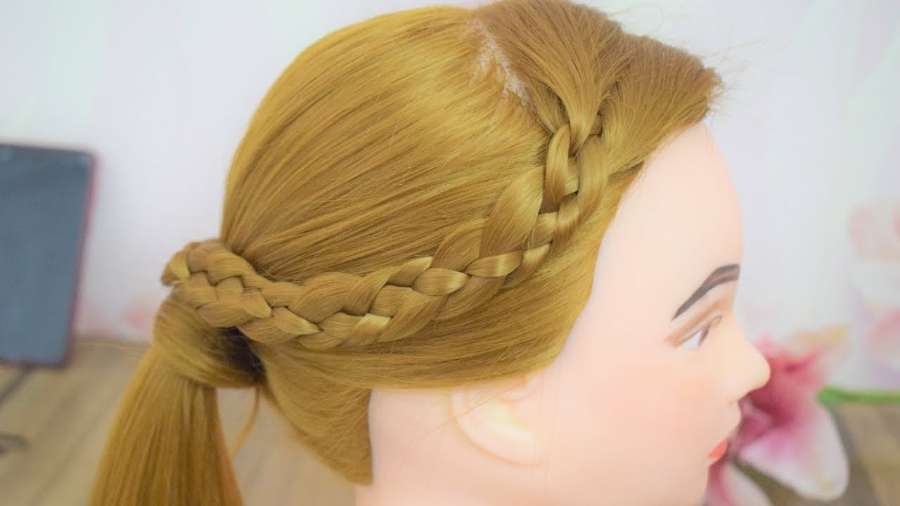 FOUR STRAND SIDE BRAID - YouTube