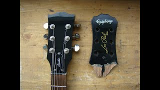 ремонт головы epiphone.  repair of the headstock epiphone